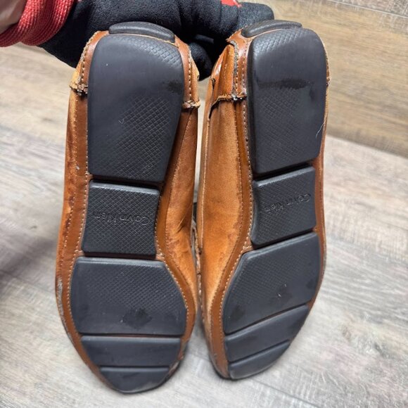Calvin Klein Mchale Brown Leather Driving Moccasin Loafers Men's Size 9.5 - Picture 4 of 7